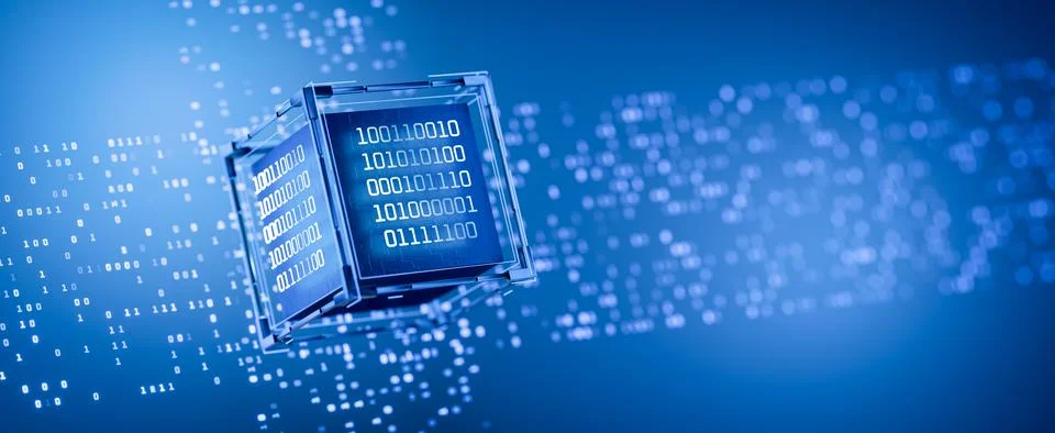 Quantum computer. Computer code. Digital technology. Data storage. Artifici.. 스톡 일러스트