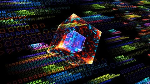 Quantum computer core futuristic technology digital layer dimension holograph Stock Illustration