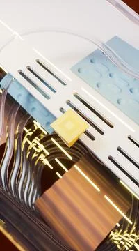 Quantum computer CPU processor. Innovative computer AI chip. 3d render イラスト素材