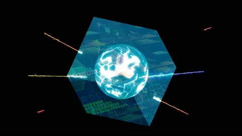 Quantum computer in the cube futuristic technology digital layer dimension 動画素材 158077545