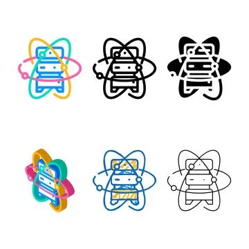 Quantum computer, data server color icon vector pack Stock-Illustration