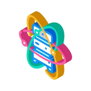 Quantum computer, data server isometric icon vector illustration Stock Illustration