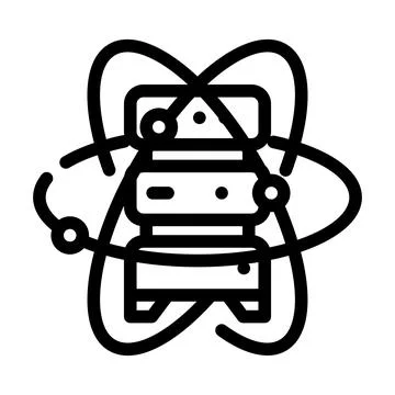Quantum computer, data server line icon vector illustration 스톡 일러스트