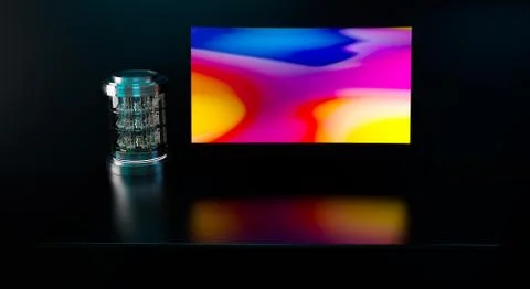 Quantum computer on the desk Stock Illustration