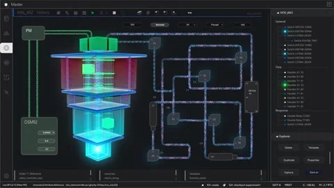 Quantum Computer Diagnostics Interface Screen Template Dark Theme Stock Footage 319831994