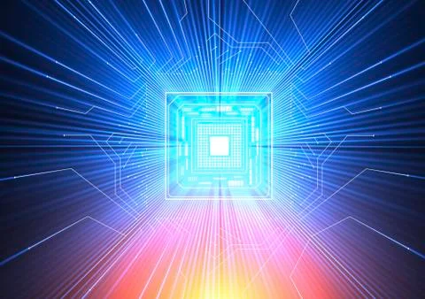 Quantum computer, electronic circuitry Stock Illustration