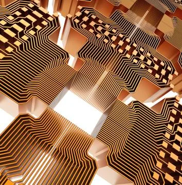 Quantum computer, electronic circuitry Illustrazione stock