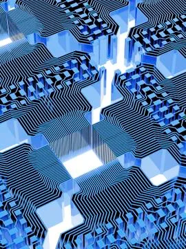 Quantum computer, electronic circuitry Stock Illustration