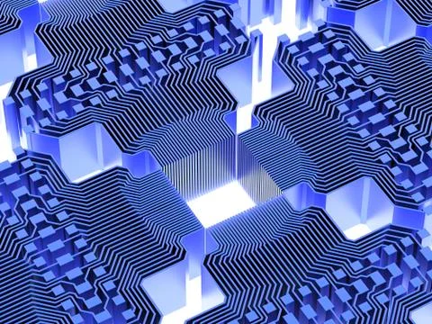 Quantum computer, electronic circuitry Stock Illustration