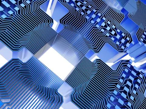 Quantum computer, electronic circuitry Illustrazione stock