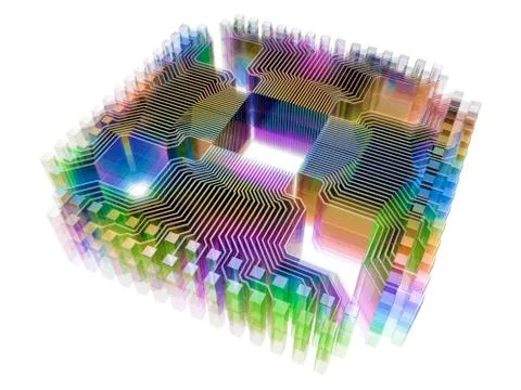 Quantum computer, electronic circuitry Illustrazione stock