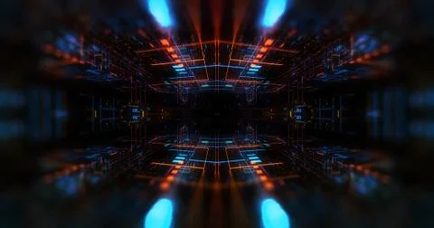 Quantum computer environment with digital technology, 3D rendering Stock Illustration