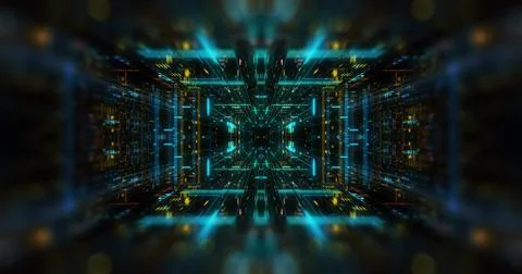 Quantum computer environment with digital technology, 3D rendering Illustrazione stock