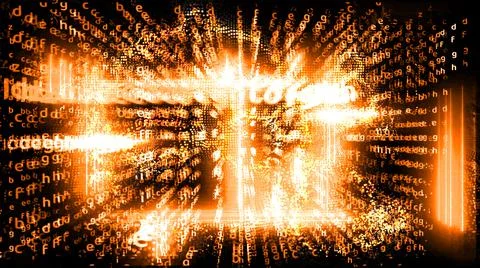 Quantum computer futuristic abstract laser on the right relation power block  Stock Illustration