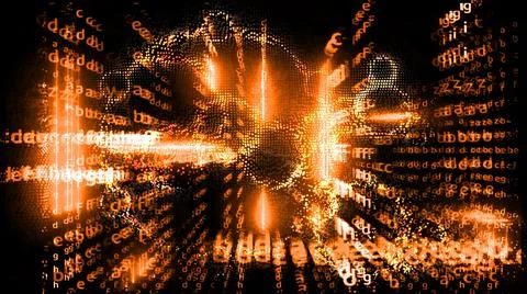 Quantum computer futuristic abstract relation full power block chain and matr Stock Illustration