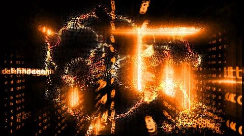 Quantum computer futuristic abstract relation power block chain and full matr Stock Illustration