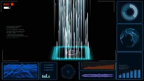 Quantum computer futuristic intellegent powerful chip with power atom in core Stock Footage 234424513