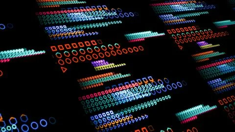 Quantum computer futuristic technology digital holographic process and anal.. Illustrazione stock