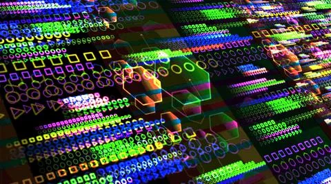 Quantum computer futuristic technology digital polygon abstract green zone Stock Photos