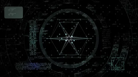 Quantum Computer HUD with Astrophysics Telemetry and AI Neural Network Stock Footage 340862866