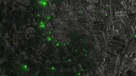 Quantum computer A.I. hive mind spiral 3d seamless loop Stock Footage 196121165