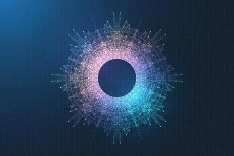 Quantum computer innovation technology concept. Sphere explosion background Stock Illustration