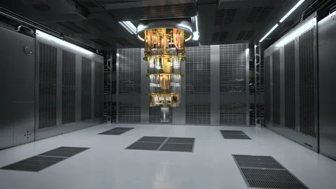 Quantum Computer Lab, 16mm Camera shot side to side 4K Stock Footage 200472535
