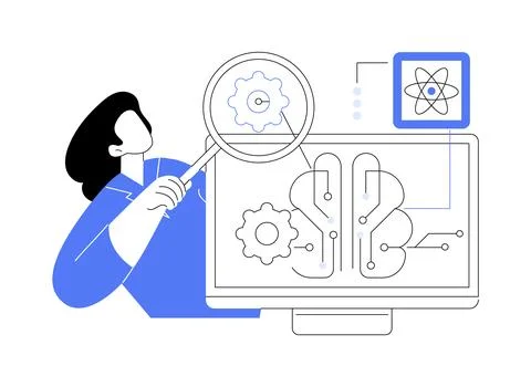 Quantum computer lab abstract concept vector illustration. Stock Illustration