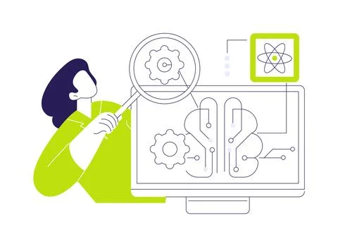 Quantum computer lab abstract concept vector illustration. イラスト素材