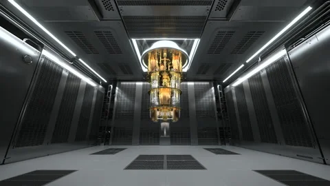 Quantum Computer Lab, Cinematic frontal camera zoom shot 4K Stock Footage 200473090