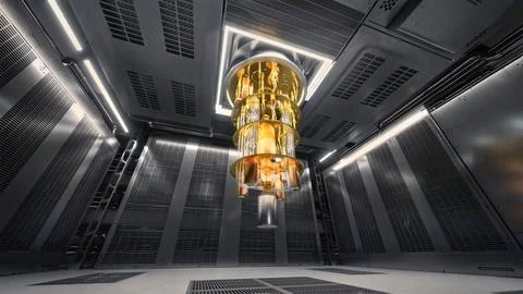 Quantum Computer Lab, Low Wide Shot. V02 Stock Illustration