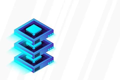 Quantum computer, large data processing, server room, artificial intelligence Stock Illustration