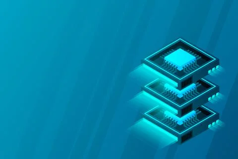 Quantum computer, large data processing, server room, artificial intelligence イラスト素材