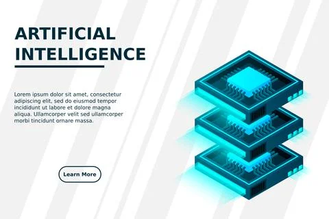 Quantum computer, large data processing, server room, artificial intelligence 库存插图