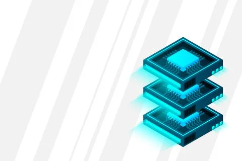 Quantum computer, large data processing, server room, artificial intelligence 库存插图