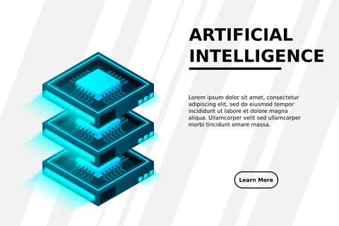 Quantum computer, large data processing, server room, artificial intelligence Stock Illustration