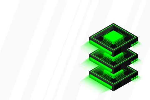 Quantum computer, large data processing, server room, artificial intelligence 库存插图