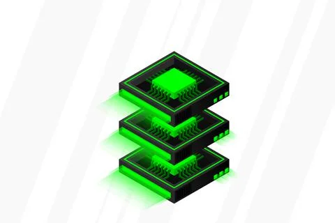 Quantum computer, large data processing, server room, artificial intelligence イラスト素材