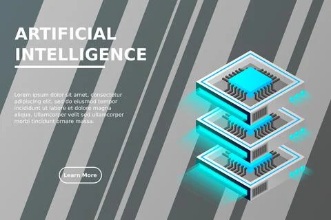 Quantum computer, large data processing, server room, artificial intelligence イラスト素材