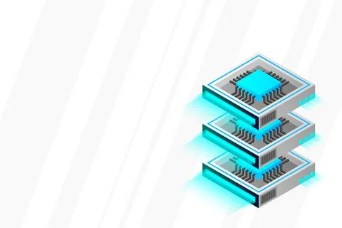 Quantum computer, large data processing, server room, artificial intelligence 库存插图