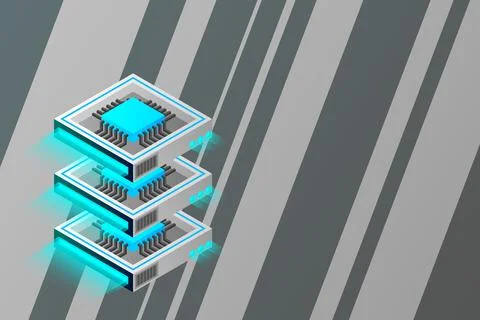 Quantum computer, large data processing, server room, artificial intelligence 스톡 일러스트