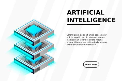 Quantum computer, large data processing, server room, artificial intelligence 库存插图