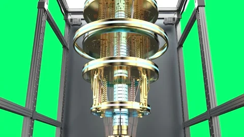 Quantum computer machine close up isolated on green screen Stock Footage 326623893