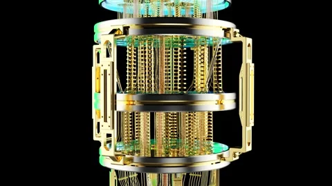 Quantum computer machine close up isolated on black background 4k footage 스톡 동영상 326623952