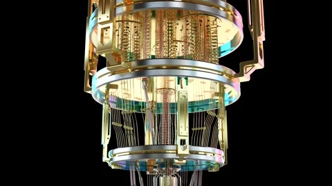 Quantum computer machine close up isolated on black background 4k footage Stock Footage 326623957