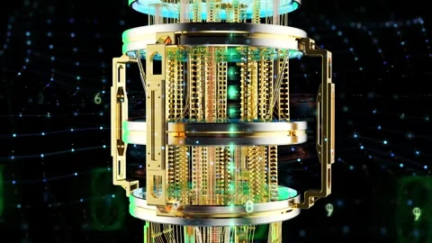 Quantum computer machine with digital connection network 4k footage Stock Footage 326623961