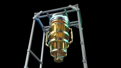 Quantum computer machine orbit isolated on black background 4k footage Stock Footage 326623930