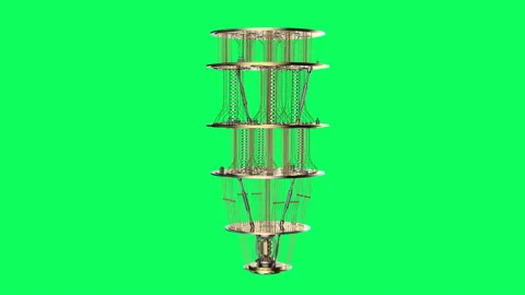 Quantum computer machine spinning isolated on green screen Stock Footage 280974344