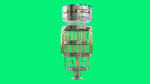 Quantum computer machine spinning isolated on green screen 4k footage Stock Footage 326623890