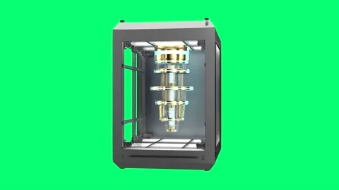 Quantum computer machine spinning isolated on green screen Stock Footage 326623895